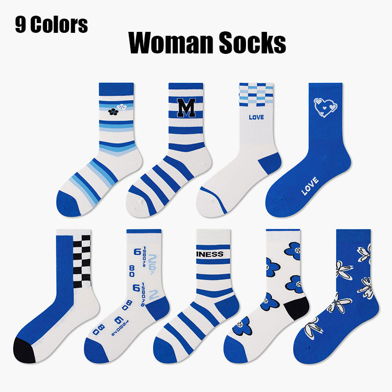 9 Pairs Women Colorful Socks Compression Running Socks
