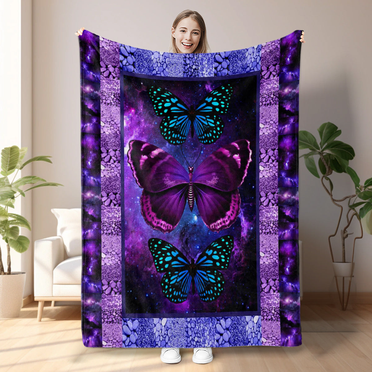 Cozy Butterfly Flannel Blanket — Ultra-Soft, Warm & Lightweight Throw (3 Sizes Available)