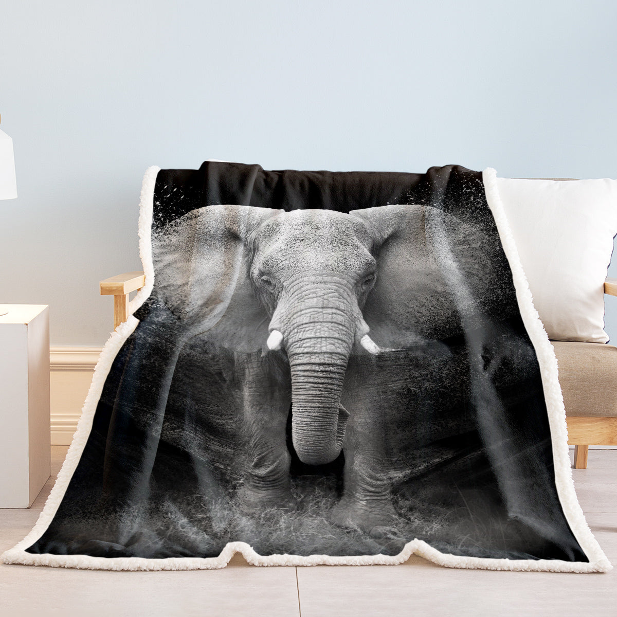 Cozy Elephant Sherpa Throw Blanket — Ultra-Soft Fleece, Winter-Warm & Premium 3D Print